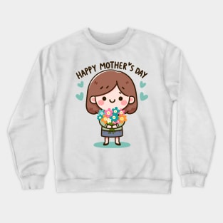 Cheerful Mom's Day Floral Embrace Crewneck Sweatshirt